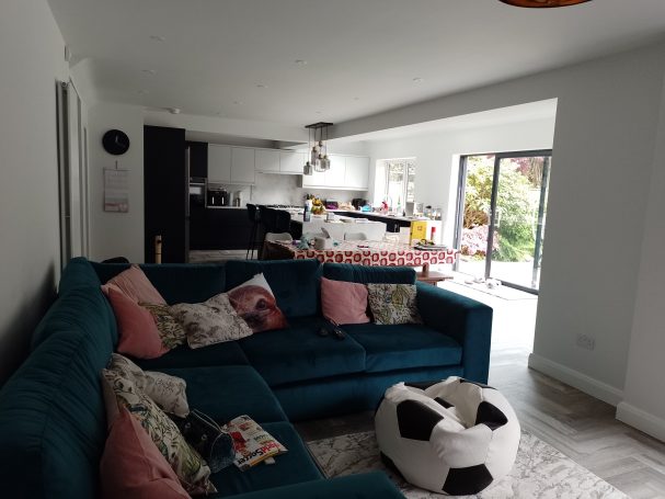 House extension, Home improvements, Interior design, architect near me, architecture, Open plan kitchen, dining area, Media Wall, Utility
