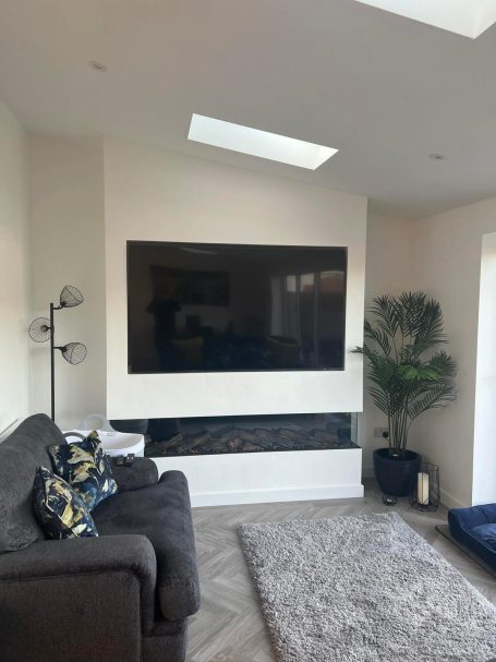 House extension, architectural services near me, Open plan kitchen, dining, family room, media wall, bedrooms, Utility, Bathroom