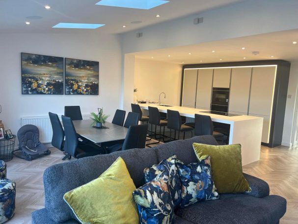House extension, architectural services near me, Open plan kitchen, dining, Utility, Bathroom, Outdoor seating