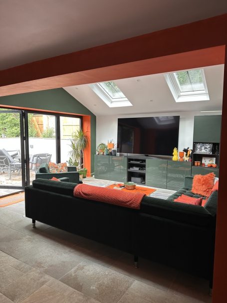 House extension, Home improvements, Interior design, architect near me, architecture, Open plan kitchen, Media Wall, New bedrooms